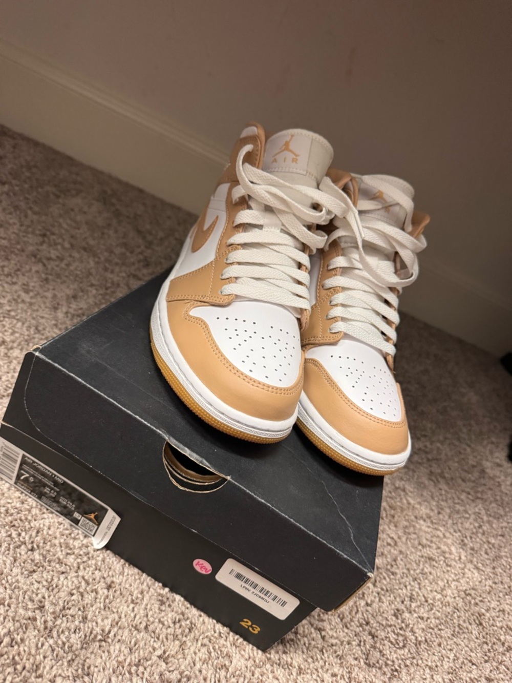 Jordan Air Jordan 1 Mid in White and Gum Yellow